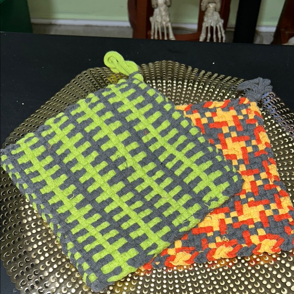 Colorful Woven Kitchen Pot Holders, hotmat - Picture 2 of 4